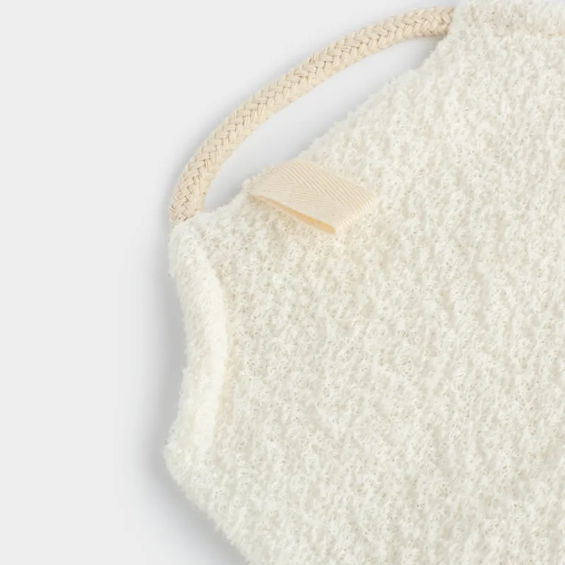 Washcloth-tape for washing body, 45x19 cm, exfoliating, polyester / nylon, milky, Unique spa, image-4