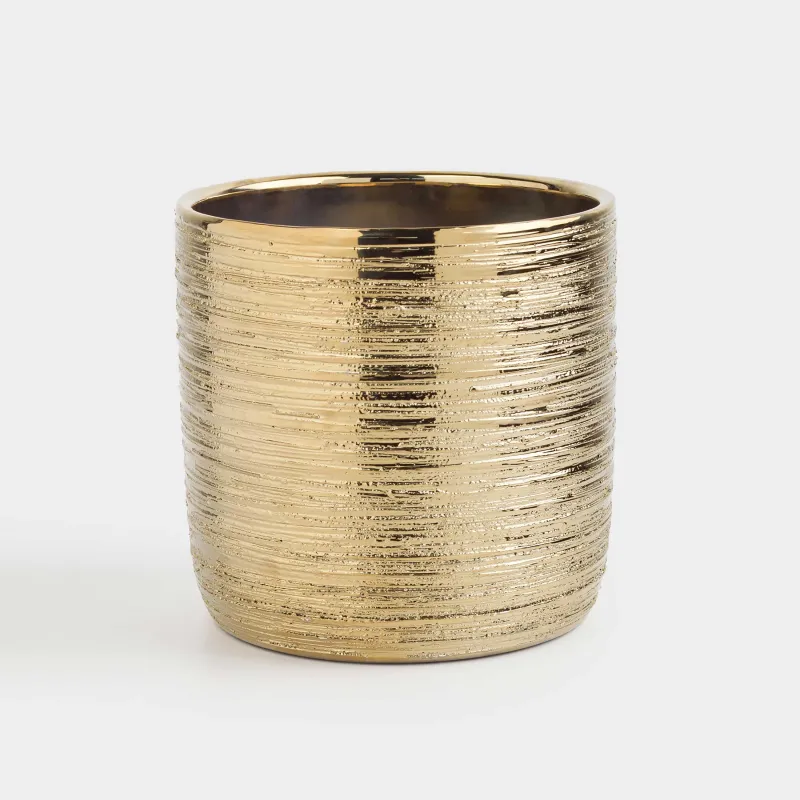 Planters, 14x14 cm, ceramic, golden, Galore