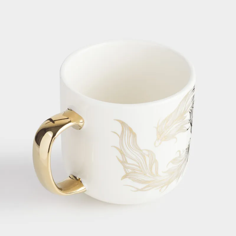 Mug, 400 ml, porcelain N, white-gold, Fish, Goldfish, image-2