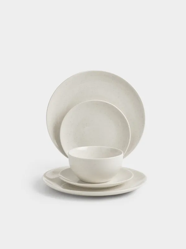 Dining set, 6 persons, 18 items, porcelain P, milky, speckled, Latio, image-1