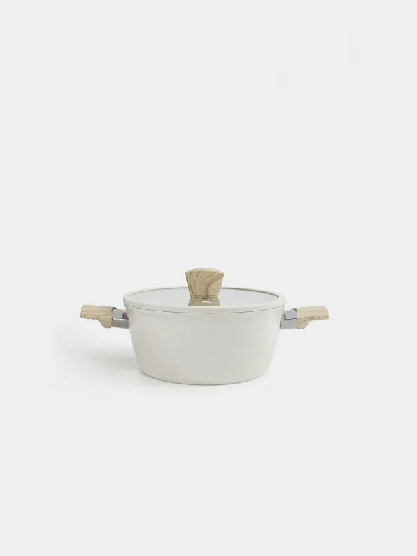 Pot, 20 cm, 2.3 l, with lid, coated, aluminum, milky, Sentimentality, image-0