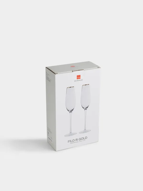 Drinking glass, 210 ml, 2 pcs, glass R, with golden edging, Filo R gold, image-5