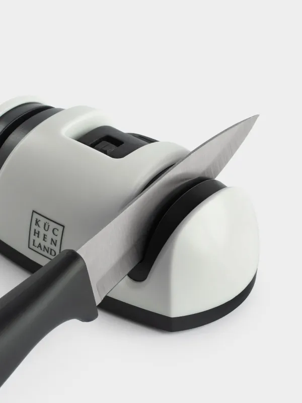 Knife sharpener, 11 cm, with two types of sharpening, grey, Lemsen, image-5