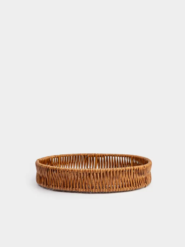 Tray, 25 cm, rattan, round, brown, Blendy, image-1
