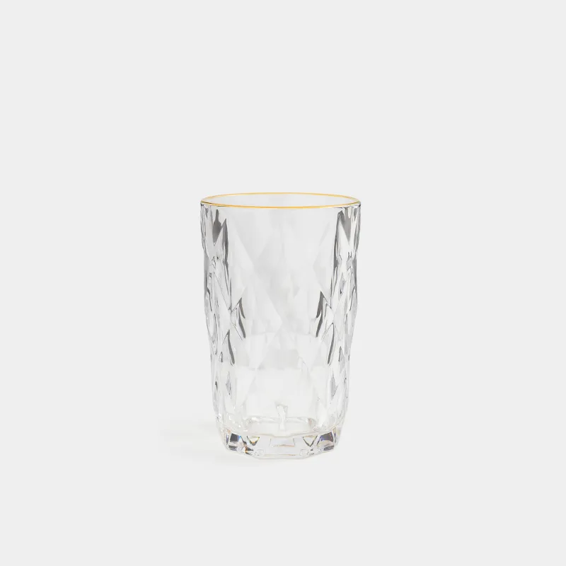 Glass, 12 cm, 340 ml, glass R, with golden edging, Rhomb gold