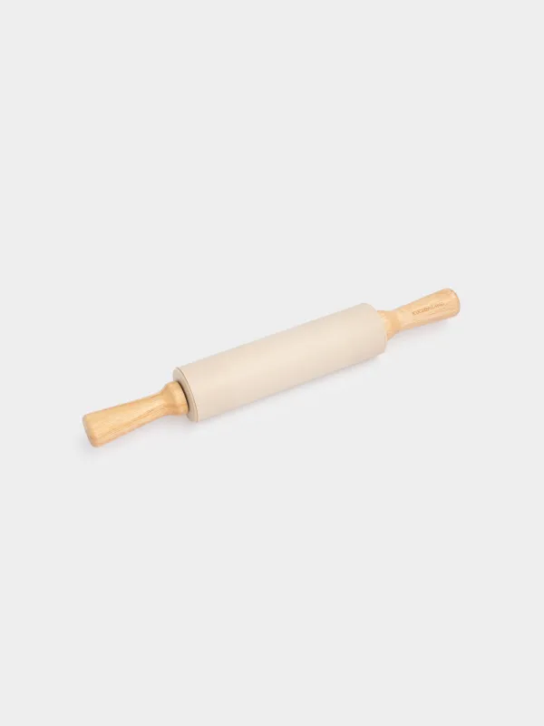 Rolling pin, 38 cm, silicone / wood, beige, Bakery, image-1