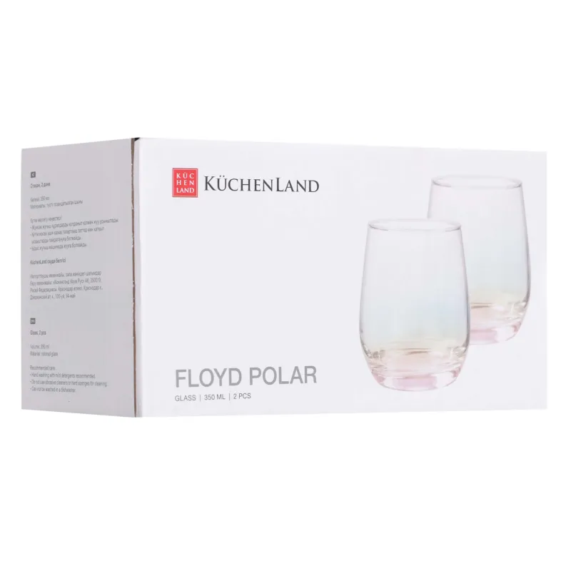 Glass, 9 cm, 350 ml, 2 pcs, glass, mother of pearl, Floyd polar, image-2