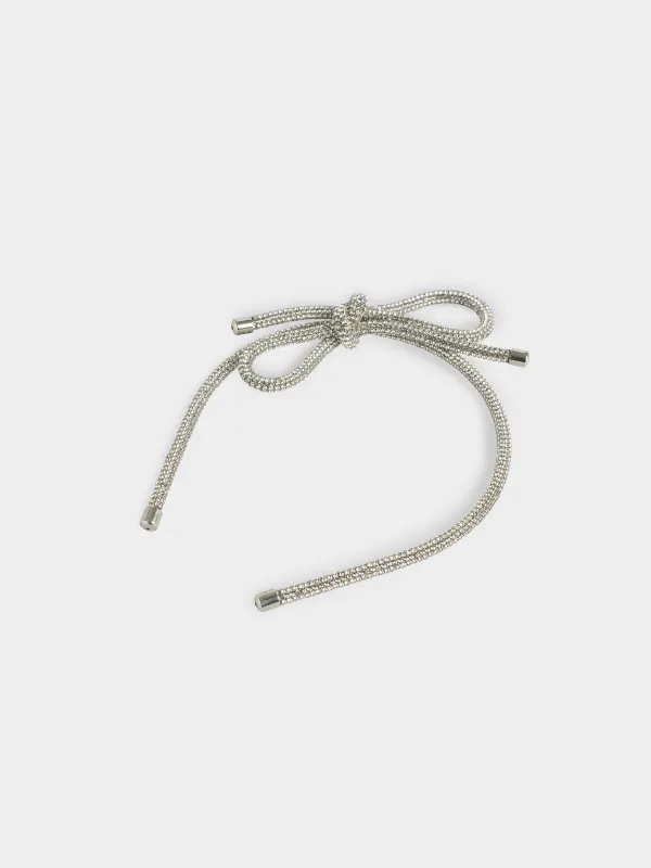 Hair band, 12x14 cm, metal / rhinestones, silver, Jewelry crystal, image-1