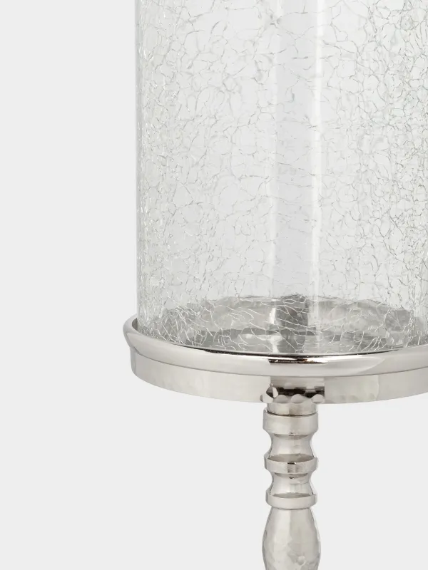 Candle holder, 32 cm, on a leg, glass / metal, silver, Fantastic R, image-3