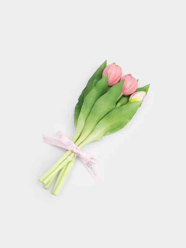 Artificial bouquet, 30 cm, polyethylene, Pink tulips, Tulip garden, image-1