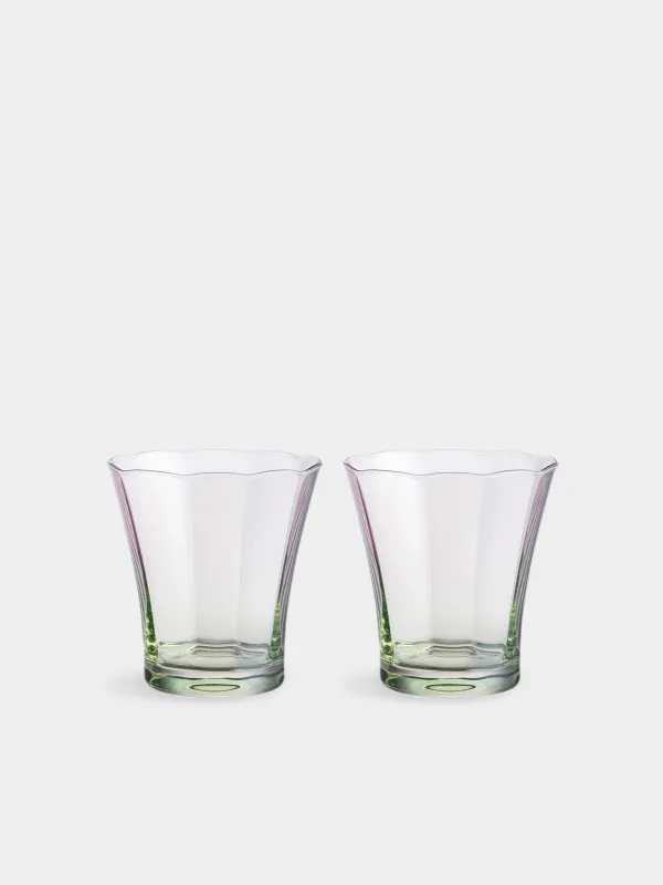 Glass, cm, 330 ml, 2 pcs, glass, purple-green, Flevertino, image-0