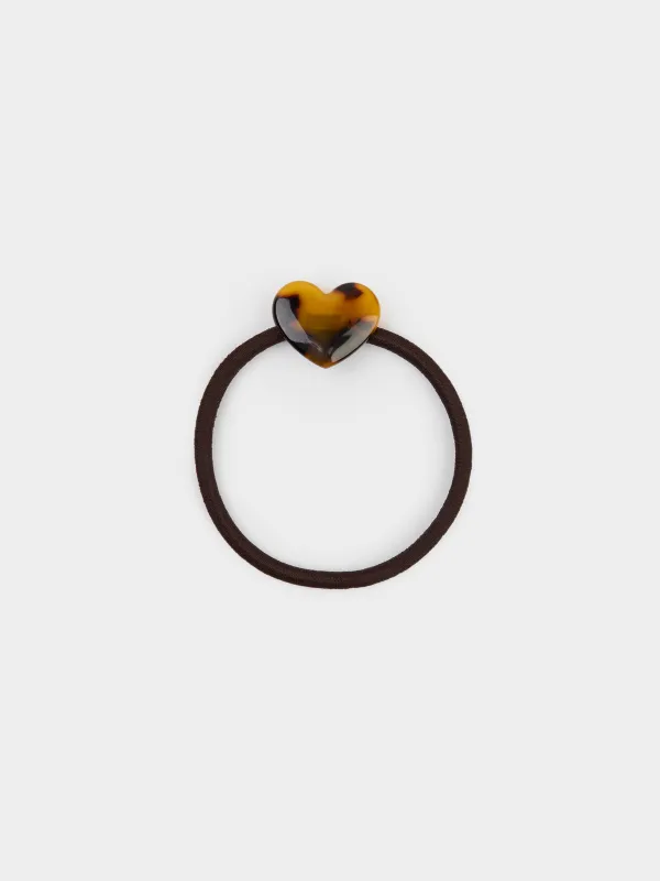 Hair tie, 6 cm, acrylic, brown, Heart, Glam, image-0