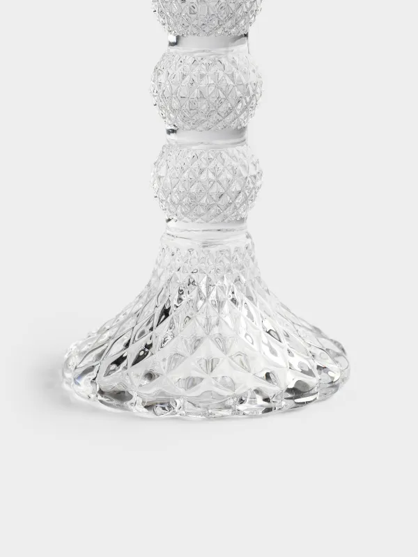 Candle holder, 16 cm, for one candle, on a leg, glass, Naiad, image-2