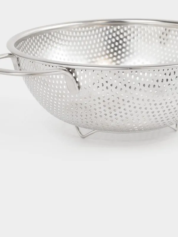 Colander, 25 cm, with two handles, steel / silicone, beige, Sieve, image-3