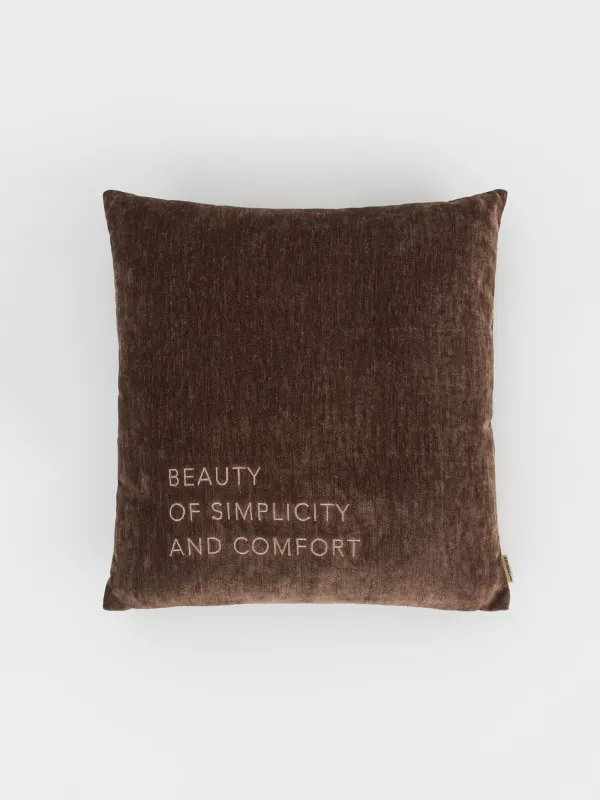 Decorative pillow, 45x45 cm, chenille / velvet, brown, Chenill, image-0