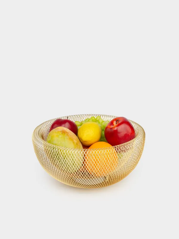 Fruit basket, 30 cm, metal, gold, Mesh, Twist cell, image-4