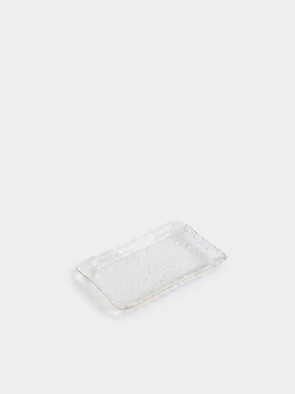 Dish, 14x23 cm, rectangular glass, with golden edging, Nautilus gold, image-0