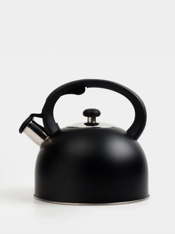 Teapot, 3 L, with whistle, steel / nylon, Black, Whistle, image-4