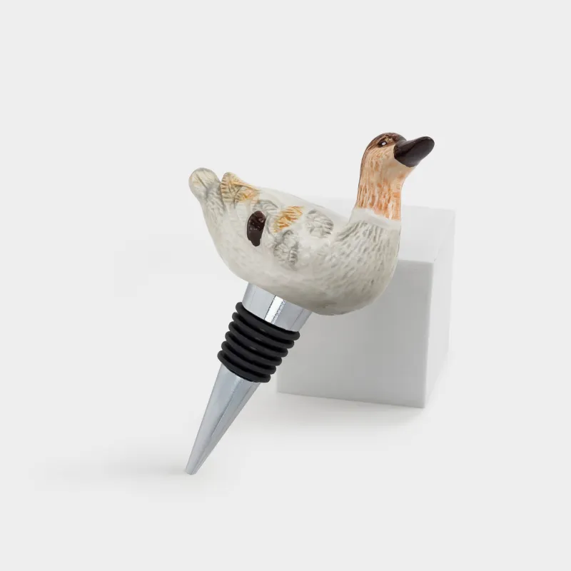 Bottle stopper, 12 cm, metal / ceramic, Duck, Duck, image-1