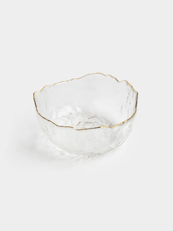 Bowl, 13x6 cm, glass, with golden edging, Nautilus gold, image-1