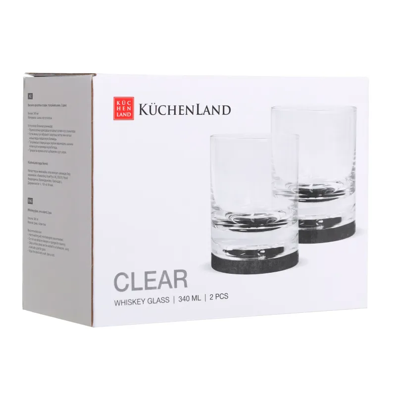 Drinking glass, 10 cm, 340 ml, 2 pcs, on a stand, glass / wood, Clear, image-3