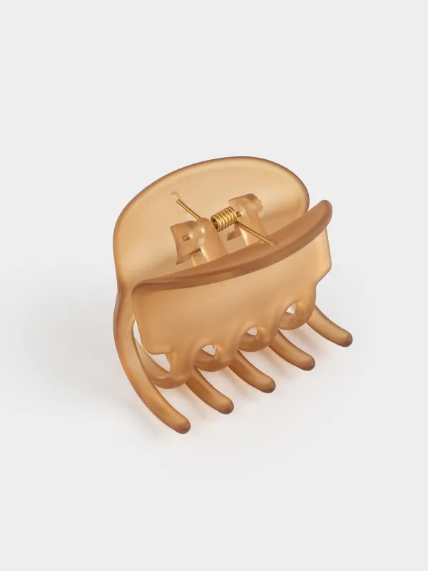 Hair clip, 6 cm, plastic / metal, brown, Crab, Hair basic, image-2