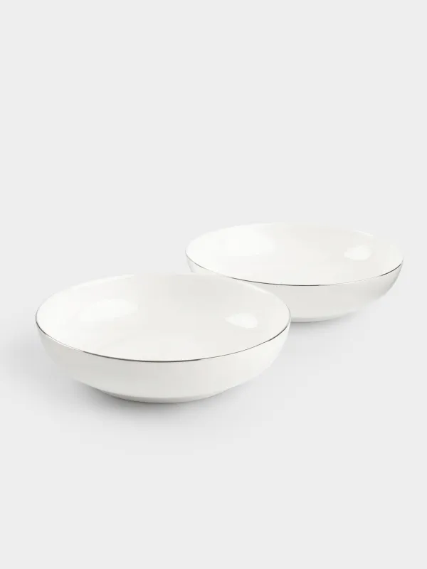 Soup plate, 20x4 cm, 2 pieces, porcelain F, white, Ideal silver, image-2