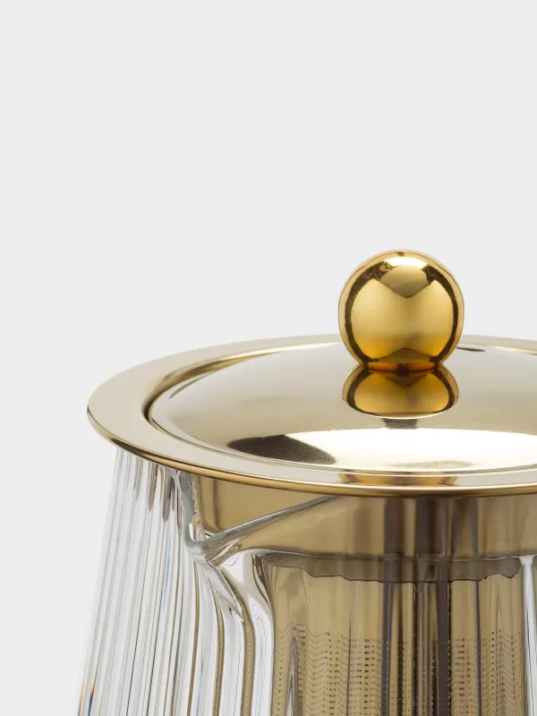 Teapot, 900 ml, glass B, golden, Ribby gold, image-2