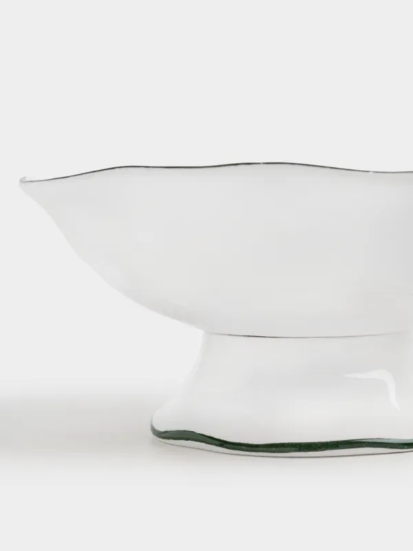 Fruit bowl, 27x12 cm, on a leg, ceramic, Horse, Christmas green, image-3