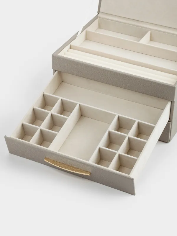 Jewelry box, 27x14 cm, PU leather / MDF, grey, Premiere, image-5