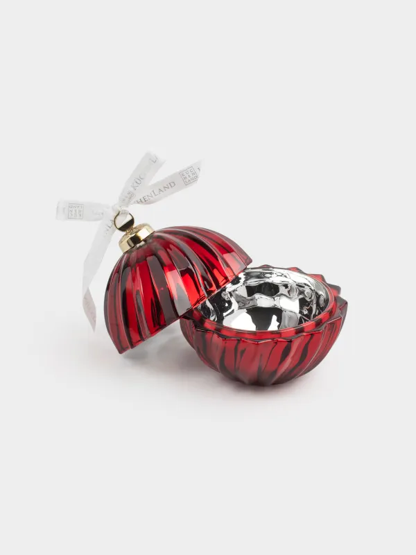 Storage container, 13x11 cm, 170 ml, glass R / metal, red, Ball, Christmas storage, image-2