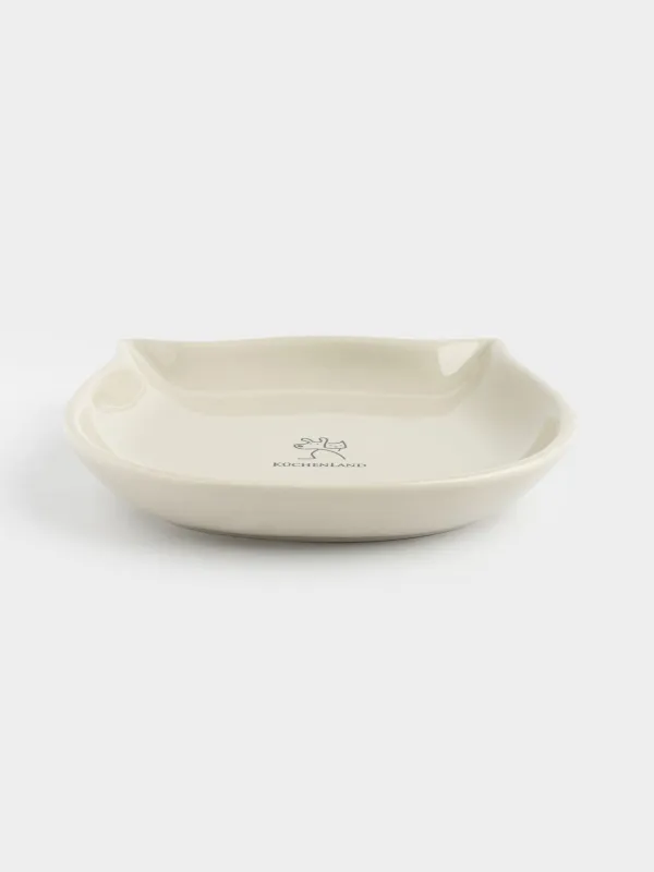 Pet bowl, 14x13 cm, 100 ml, flat, ceramic, grey, Cat, Whiskers, image-1