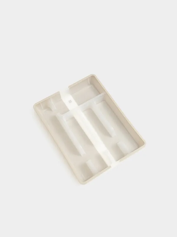 Cutlery tray, 37x27 cm, 7 units, sliding, plastic, white-gray, Keeping, image-1