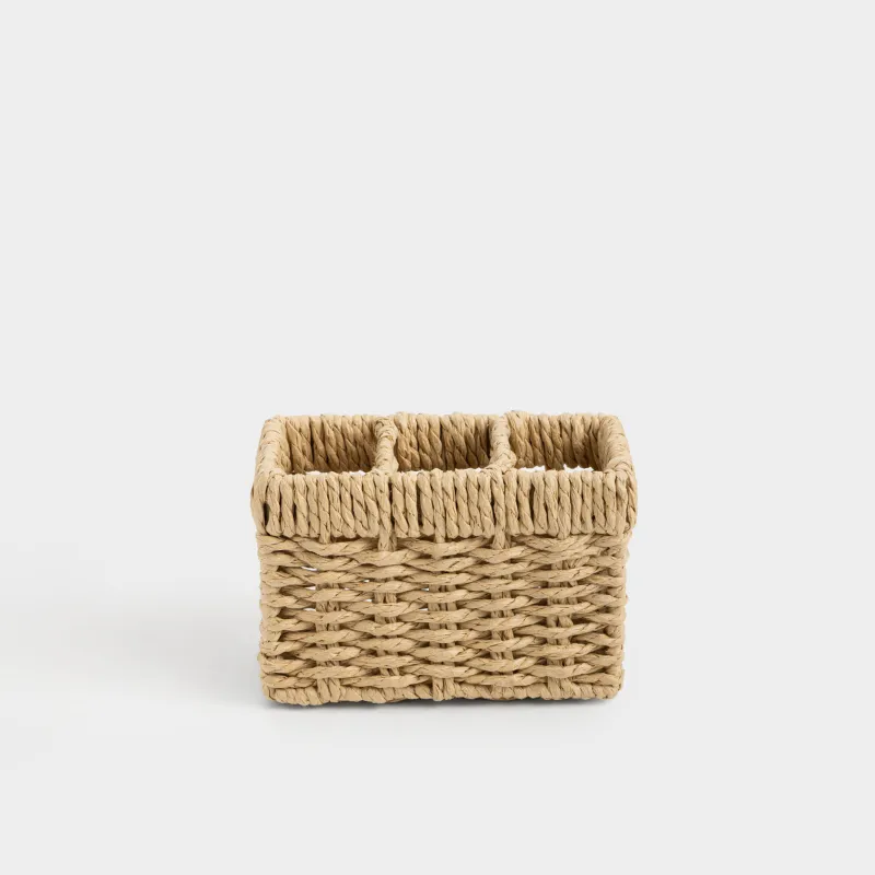 Kitchen accessories stand, 15x10 cm, 3 compartments, cellulose, Braided