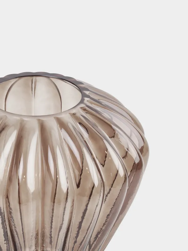 Flower vase, 27 cm, glass, brown, Ribedic, image-2