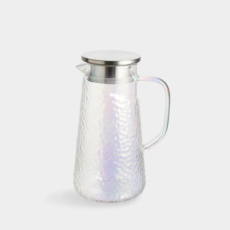 Pitcher, 1.2 l, with filter cap, used glass, mother-of-pearl, Ripply polar