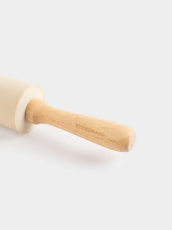 Rolling pin, 48 cm, silicone / wood, beige, Bakery, image-2