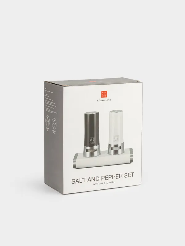 Salt and pepper set, 8 cm, magnetic stand, steel / plastic, black / white, B&W, image-5