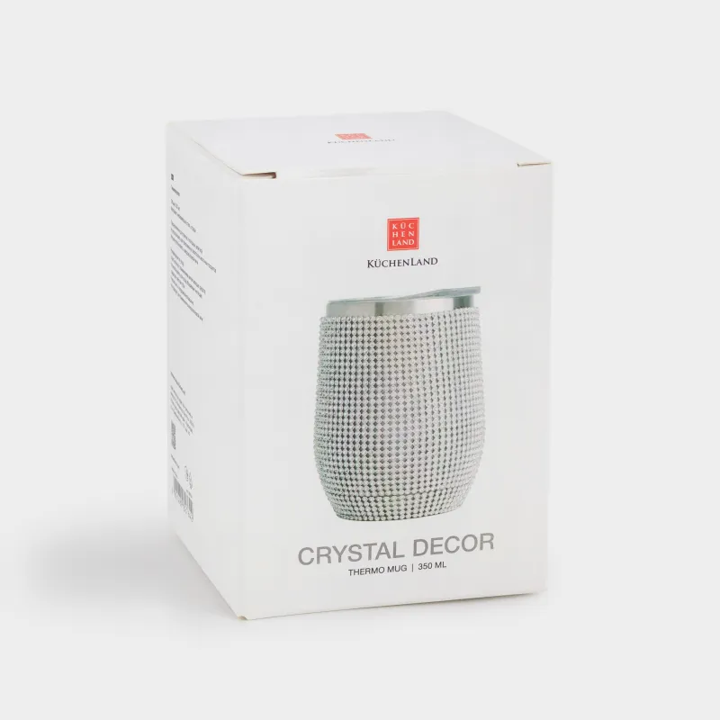 Thermo mug, 350 ml, steel / rhinestones, gold, Crystal decor, image-4
