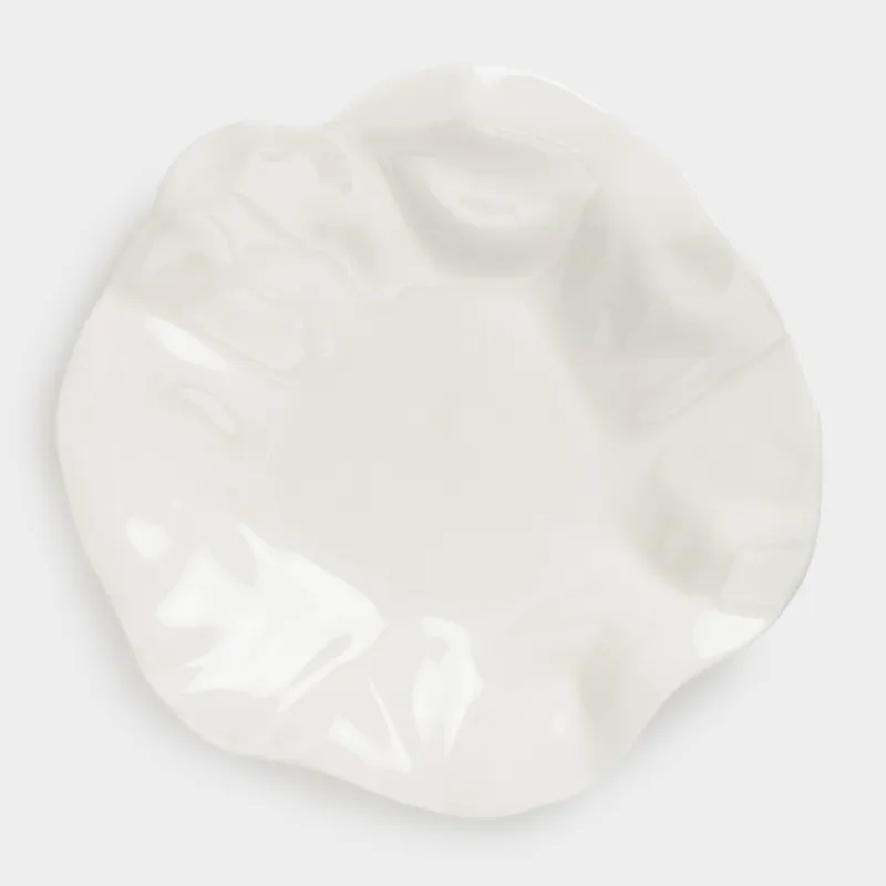 Snack plate, 21 cm, porcelain N, milk, Crumpled effect, Crumple