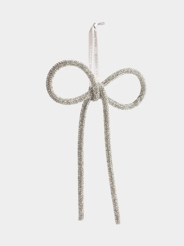 Christmas tree toy, 20x14 cm, acrylic / metal, white, Bow, Figure sparkle, image-1