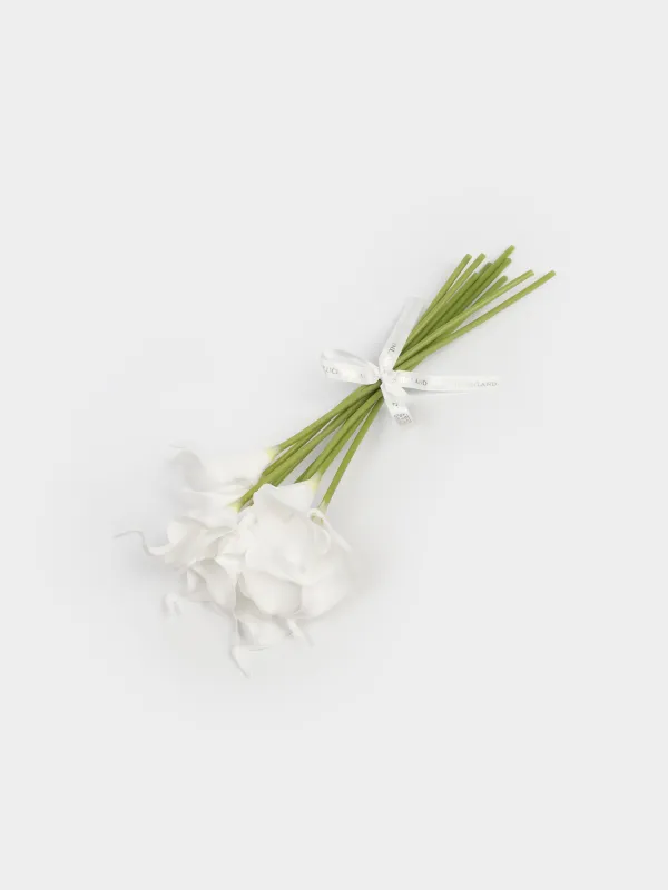 Artificial bouquet, 34 cm, polyurethane/PVC, White calla lilies, Flower garden, image-4