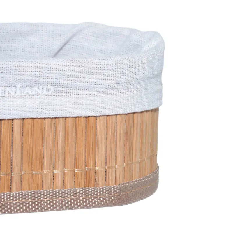 Cutlery basket, 19x10 cm, bamboo / cotton, oval, beige, Stem, image-2