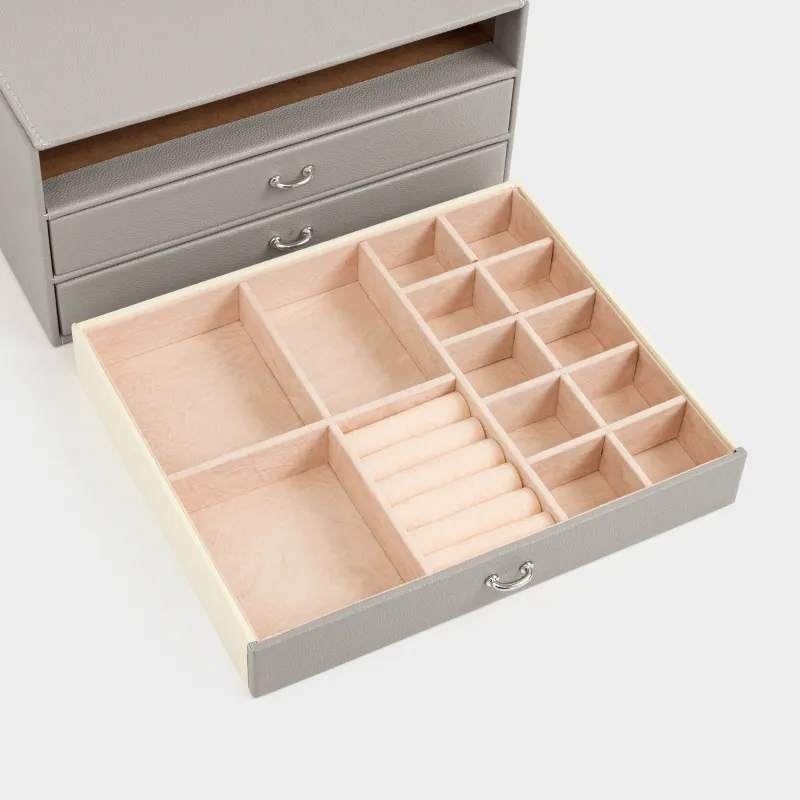 Jewelry box, 24x19 cm, PU leather / MDF, grey, Premiere, image-4