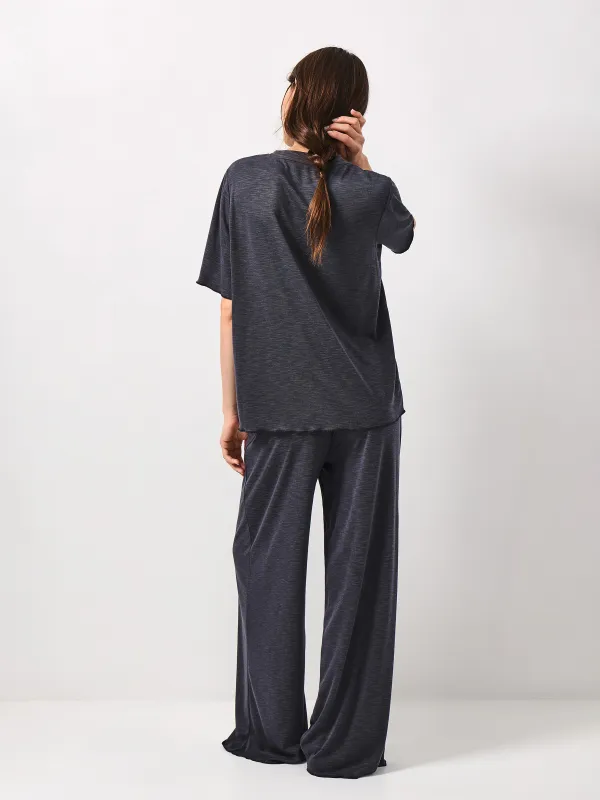 Women's T-shirt, size L, modal / polyester, dark grey, Savina, image-4