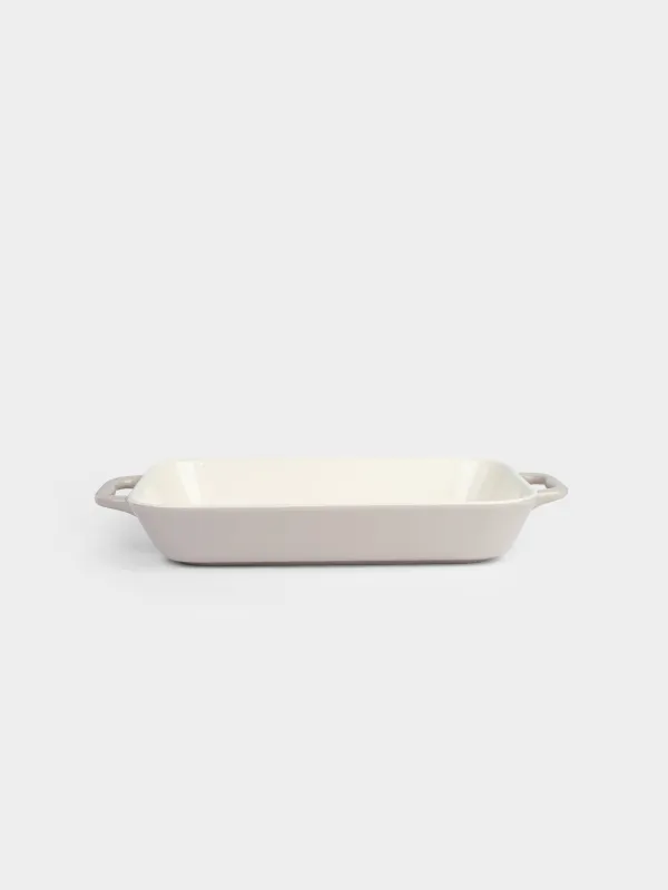 Baking dish, 34x25 cm, ceramic, rectangular, milky beige, Flowers, Florin, image-0