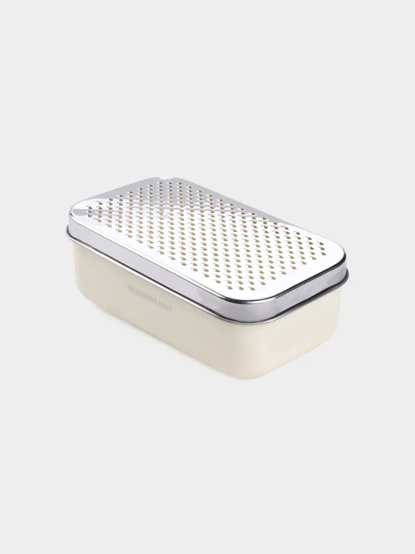Grater, 18x10 cm, with container and replaceable attachments, steel / plastic, dairy, Chalet, image-1