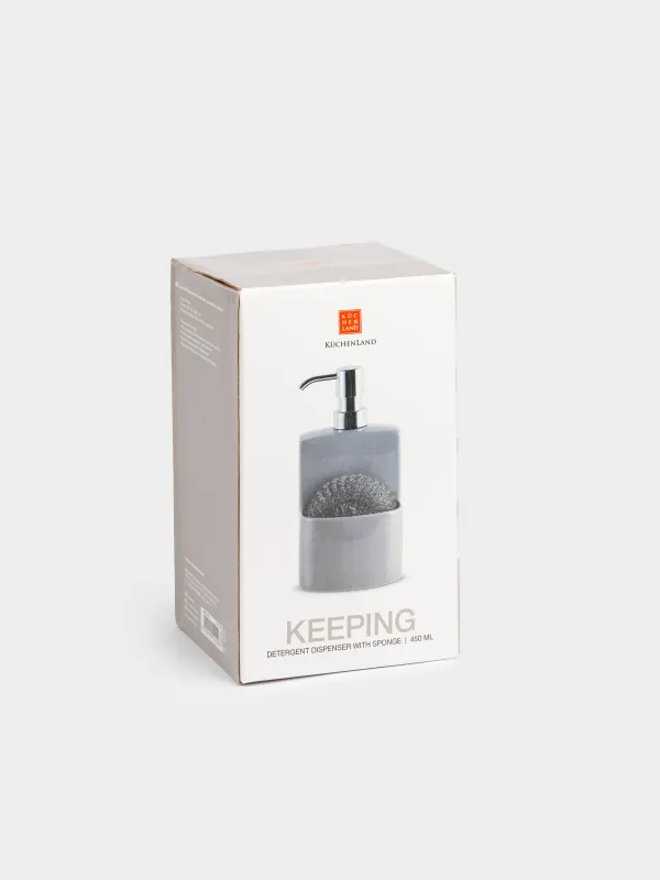 Detergent dispenser, 450 ml, organizer, with sponge, Ceramic, gray, Keeping, image-6
