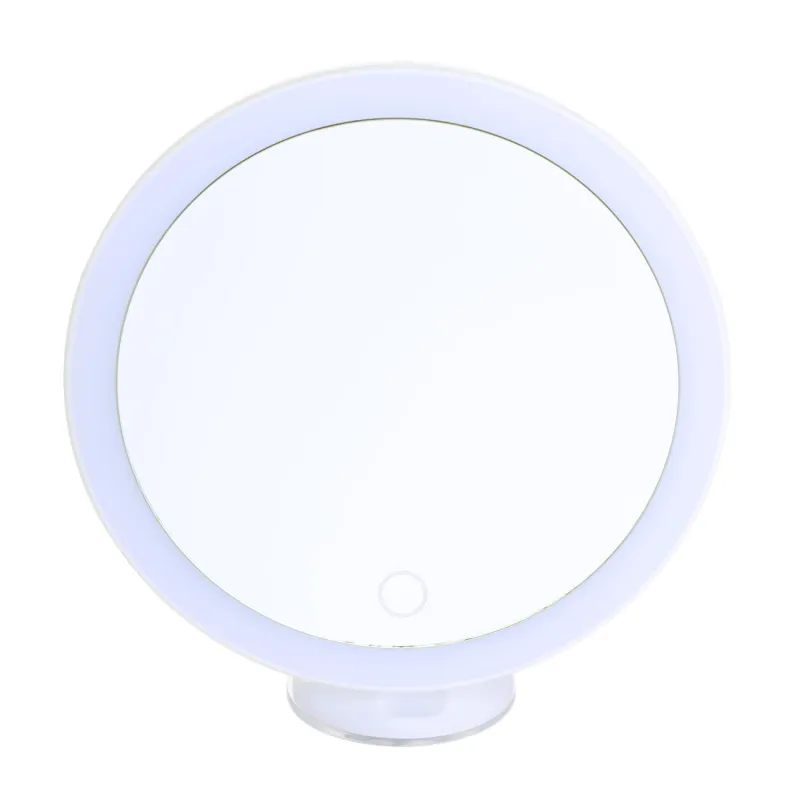 Hanging mirror, 18 cm, magnifying, with suction cups, illuminated, plastic, white, Mirror