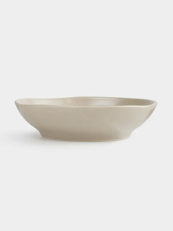 Salad bowl, 22x6 cm, 800 ml, ceramic, beige, Crumpled effect, Crumple creme, image-0
